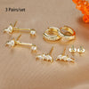 Three-Pair Huggie Hoop Earring Set with Color and Stone Variations - Image 23