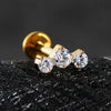 Titanium Triple CZ Cluster Cartilage Earring 16G Mini CZ Labret Tragus Helix Medusa Flat Back Piercing - Image 4