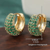 Gold Color Green CZ Hoops Earrings Woman Circle Party Daily Wear - Image 6