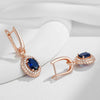 Shiny Blue Zircon Dangle Earrings for Women Rose Gold Color Party Daily Jewelry - Image 4