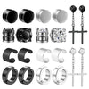 1 Pairs of Magnetic Clip Earrings Stainless Steel Stud Earrings for Men Women Black CZ Magnet Non-piercing Clip Earring Set - Image 1