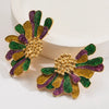 Metal Mardi Gras Flower Stud Earrings for Women Creative Simple Design Jewelry Party Accessories - Image 2