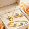 Interlocking Hoop Jewelry Kit Ladies, Rose Gold Tone Steel CZ Stone Necklace Earrings Bracelet Set Casual Daily Wear - Image 6
