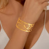 1 set of C-shaped stainless steel gold-plated silver open metal hollow decoration women's bracelet - Image 3