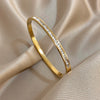 Glossy Rhinestone Stainless Steel Bangles Bracelets for Women Gold Silver Color Stacked Cuff Bracelet Jewelry Gifts - Image 2