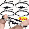 2pcs Moonstone Obsidian Bracelets Couple Minimalist Bracelet Handmade Cute Black White Cat Bracelet Party Jewelry Gifts - Image 6
