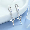 Classics Four Pointed North Star Small Hoop Earring For Women Silver Color Drop Earrings Hollow Star Earring - Image 2
