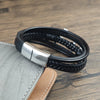 Punk Arrow Entanglement Design Men Jewelry Leather Braided Bracelets Stainless Steel Black Bracelets Male Bangle - Image 3
