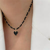 Punk Fringe Zircon Heart-Shaped Pendant Necklace for Women, Bohemian Geometric Baroque Black Crystal Chain Jewelry - Image 9