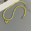 Fresh Color Handmade Choker Necklace for Women Girl Rice Beads With Love Heart Pendant Necklace Wedding Party Jewelry - Image 2