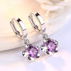 Silver Earrings Jewelry Retro Simple Pattern Purple White Zircon Earrings - Image 4