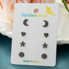4Pairs Geometric Stainless Steel Heart Star Earring Moon Cross Ear Jewelry Set Girls Simple Classic Earrings Gifts Accessories - Image 15