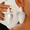 Advanced Metal Textured Leaf Pendant Big Earrings Women's Exaggerated Party Jewelry Gold Color Geometry Drop Earring - Image 7