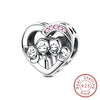 Love Heart Shaped Charms Silver Family Love Friendship Charms Fit Bracelet Bangle Women Jewelry Gifts - Image 21