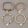4Pcs Butterfly Beaded Bracelet Set For Women Pink Acrylic Beads Elastic Chain Bangle Female Bohemian Party Jewelry Gift - Image 26