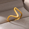 Stainless Steel Rings for Women Open Gold Color Ring Wedding Couple Band Jewelry Gifts Items - Image 2