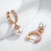 Rose Gold Color Pearl Drop Earrings for Women Unique Zircon Accessories Bridal Wedding Jewelry - Image 4