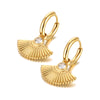 Gold Plated Fan Shape Chunky Open Hoops Earrings Blue Green White Cubic Zirconia Hoop Earrings For Women Girls - Image 7