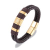 Punk Men Braided Blue Leather Bracelet Black Stainless Steel Magnetic Buckle Bracelet Gifts - Image 19