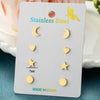 4Pairs Geometric Stainless Steel Heart Star Earring Moon Cross Ear Jewelry Set Girls Simple Classic Earrings Gifts Accessories - Image 2