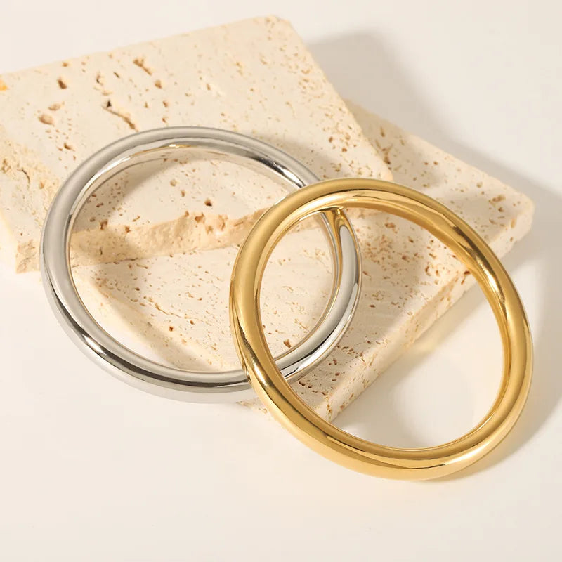 Stainless Steel Gold Plated Colorless Jewelry Hollow Bracelet Women's Chunky Men Bangles Bracelets - Image 1