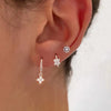 3PCS Silver Color Stainless Steel Crown Hoop Earring Set for Women Four Flower Zircon Cartilage Piercing Earring Jewelry - Image 2