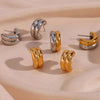 Stainless Steel Gold Plated Half Circle Wide Thick Gold Silver Mixed Color Stud Earrings Jewelry - Image 4