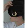 women gold plated moon brooch, vintage suit coat accessories pins jewelry - Image 5