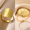 Gold Color Stainless Steel Coin Ring Broad Surface Elliptical Geometry Rings Elegant Jewelry Accessories For Women Gift - Image 1