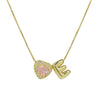 Delicate Heart Pink Zircon Mini Letter Pendant Necklace for Women Gold Plated Balloon Bubble Initial Alphabet Jewelry - Image 28