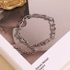 Silver Color Paper Clip Splicing Rough Round Chain Bowtie Rhombus Geometric Minimalist Love Bracelet - Image 6