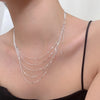 Silver Women's Jewelry Collar European Simple Silver Multi Layers Bar Necklace Clavicle Chains Gifts - Image 1