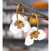 Exclusive Design Resin Flower Hoop Earrings for Women Stainless Steel Charming Jewelry Green Pink Purple White Brown Color - Image 4