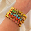 Multicolor Clover Rainbow CZ Stones Tennis Bracelets Bangles for Women Gold Plated Stainless Steel Jewelry - Image 5