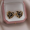 Korea jewelry gold plated black baking paint stereo zircon water drop earrings elegant women's daily accessories - Image 9