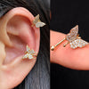 Adjustable Ear Cuff No Piercing with Cubic Zirconia Butterfly and Flower Designs - Image 52