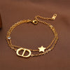 Titanium Steel Double Layer Bracelet with Letter Star Design Simple Elegance Daily Wear Unique Style Hand Jewelry - Image 1