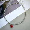 Heart Pendant Necklace with Crystal and Imitation Pearl Details - Image 3