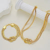 Double Layer Knot Necklace Bracelet Set For Women Gold Color Snake Chain Choker Twisted Chunky Jewelry Accessories - Image 5