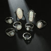 Tocona-set of vintage rings, silver colour, coloured Opal, carved stone, Bohemian jewels for women and men - Image 2