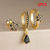 3PCS Stainless Steel Hoop Earrings Set for Women Crystal Zircon Huggie Flower Water Drop Piercing Earring Wedding Jewelry - Image 9