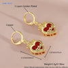 Gold Plated Sacred Heart Drop Earrings For Women Girls Red Cubic Zircon Earring Banquet Party Jewelry 1Pair - Image 13