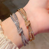 Twisted Knot Open Cuff Bangle Bracelet Sparkling Zircon Inlaid Bracelet Party Gift Jewelry - Image 3