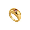 Chunky Striped Ring with Square Crystal in Gold-Tone - Image 15