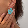 White Drip Oil Flower Stud Earrings for Women Elegant Sweet Metal Petal Temperament Earrings Wedding Party Jewelry Gifts - Image 3