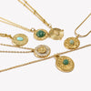 Marble Sun Pattern Round Mini Turquoise Eye Retro Round Coin Rectangular Snake Chain Freshwater Pearl Necklace - Image 5