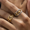 Star and Moon Double Layer Open Ring in Stainless Steel - Image 1