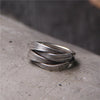 Retro Overlapping Ring For Men Silver Color Punk Gothic Adjustable Open Ring Handmade Rock Unisex Jewelry Accessories Man Gift - Image 1