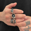 Black Pentagram Ring Set with Gothic Geometric Details - Image 8