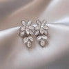Purple Zircon Flower Stud Earrings for Women Elegant Crystal Leaf Tassel Dangle Earrings Jewelry Gifts - Image 8
